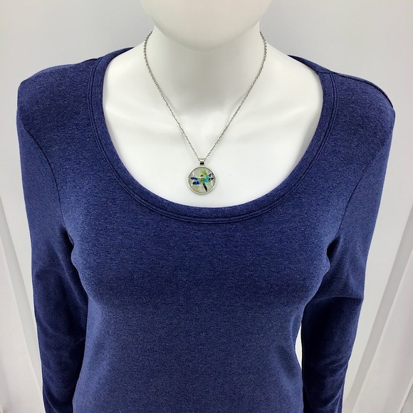 Cynthia Rowley Tops - CYTHIA ROWLEY-Size M-Scoop Neck Blue Thick Long Sleeve